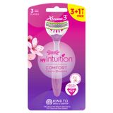Wilkinson Sword Xtreme 3 My Intuition, maszynka do golenia dla kobiet, jednorazowa, trzyostrzowa, Comfort Cherry Blossom, 3 sztuki + 1 sztuka gratis - miniaturka zdjęcia produktu