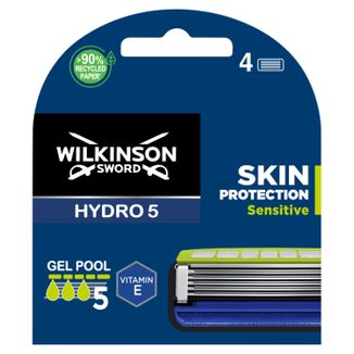 Wilkinson Sword Hydro 5, wkłady wymienne, Skin Protection Sensitive 4 sztuki - zdjęcie produktu