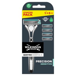 Wilkinson Sword Quattro Titanium Sensitive, maszynka do golenia, uchwyt + 5 wkładów wymiennych - zdjęcie produktu