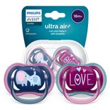 Avent Ultra Air, smoczek uspokajający, silikonowy, symetryczny, girl, SCF349/22, od 18 miesięcy, 2 sztuki - miniaturka zdjęcia produktu