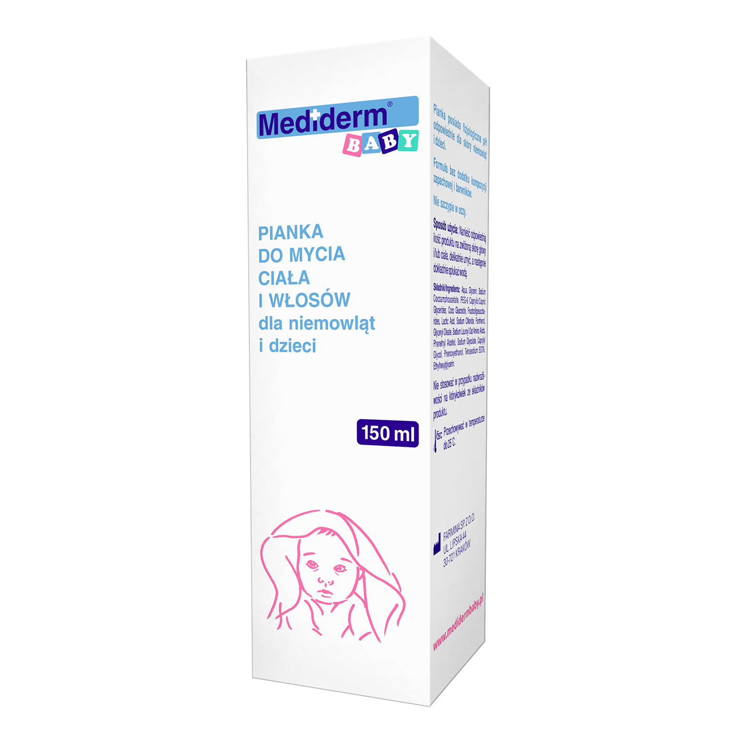 Mediderm Baby, Schaum zur Körperreinigung und Haar für Babys und Kinder, 150 ml