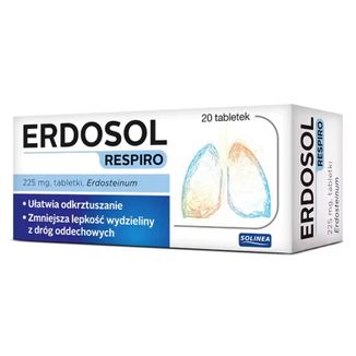 Erdosol Respiro 225 mg, 20 tabletek KRÓTKA DATA Erdosol Respiro 225 mg, 20 tabletek KRÓTKA DATA - zdjęcie produktu