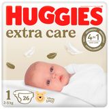 Huggies Extra Care, pieluchy, Disney, rozmiar 1, 2-5 kg, 26 sztuk - miniaturka zdjęcia produktu