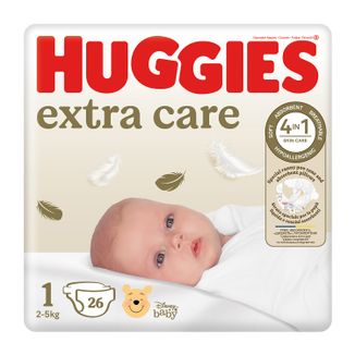 Huggies Extra Care, pieluchy, Disney, rozmiar 1, 2-5 kg, 26 sztuk - zdjęcie produktu