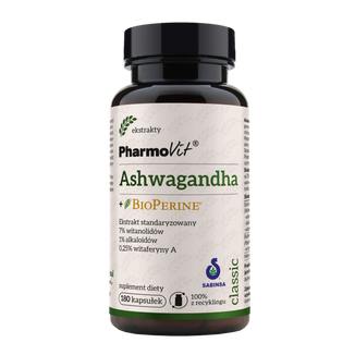 PharmoVit Ashwagandha + BioPerine, 180 kapsułek - zdjęcie produktu