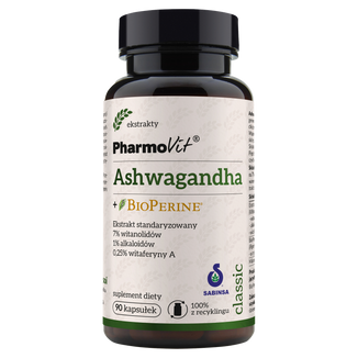 PharmoVit Ashwagandha + BioPerine, 90 kapsułek - zdjęcie produktu