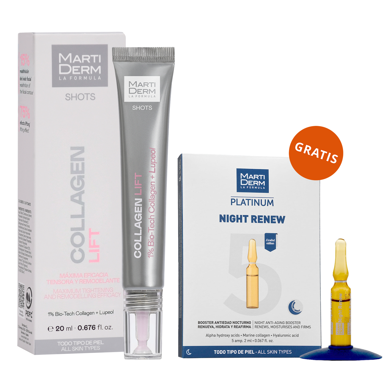MARTIDERM Shots Collagen Lift – Gesichtspflege-Serum Für Straffere Haut, 20 Ml
