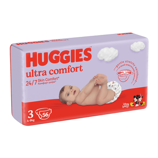 Huggies Ultra Comfort, pieluchy, Disney, rozmiar 3, 4-9 kg, 56 sztuk - zdjęcie produktu