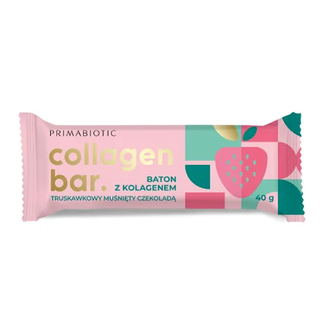 Primabiotic Collagen Bar Baton z kolagenem, truskawkowy muśnięty czekoladą, 40 g - zdjęcie produktu