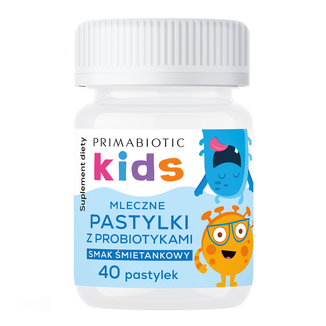 Primabiotic Kids Mleczne Pastylki z Probiotykami, smak śmietankowy, 40 pastylek - zdjęcie produktu