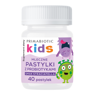 Primabiotic Kids Mleczne Pastylki z Probiotykami, smak straciatella, 40 pastylek - zdjęcie produktu