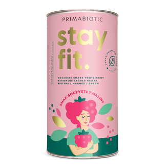 Primabiotic Stay Fit, wegański shake proteinowy, smak soczystej maliny, 500 g - zdjęcie produktu