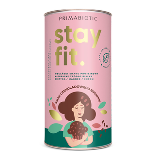 Primabiotic Stay Fit, wegański shake proteinowy, smak czekoladowego brownie, 500 g - zdjęcie produktu
