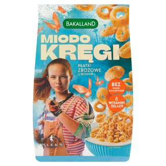 Bakalland Miodo Kręgi płatki śniadaniowe, Kleks, 250 g - zdjęcie produktu