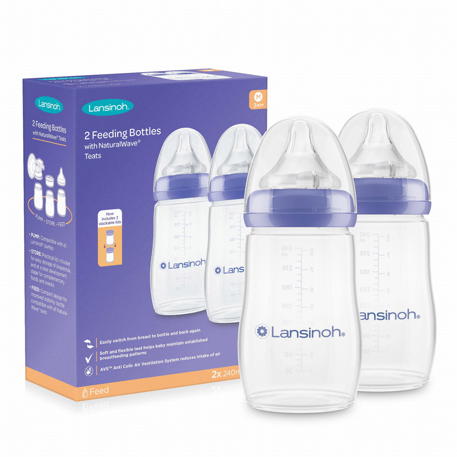 Lansinoh, butelka ze smoczkiem NaturalWave o średnim