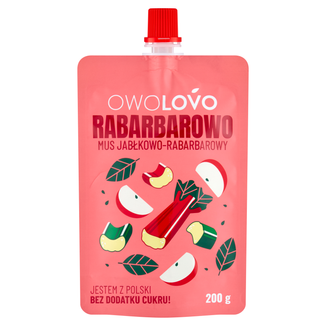 Owolovo Rabarbarowo Mus jabłkowo-rabarbarowy w tubce, 200 g KRÓTKA DATA - zdjęcie produktu