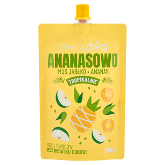 Owolovo Tropikalnie Ananasowo Mus jabłkowo-ananasowy w tubce, 200 g KRÓTKA DATA - zdjęcie produktu