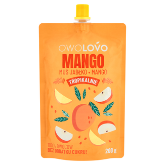 Owolovo Tropikalnie Mango Mus jabłko-mango w tubce, 200 g KRÓTKA DATA - zdjęcie produktu