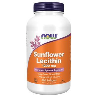 Now Foods Sunflower Lecithin, lecytyna z nasion słonecznika 1200 mg, 200 kapsułek miękkich - zdjęcie produktu