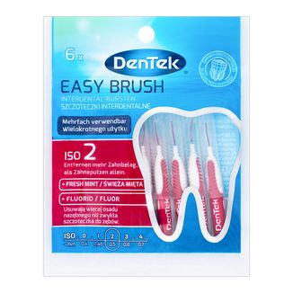 DenTek Easy Brush, szczoteczki interdentalne, rozmiar 2, 0,5 mm, 6 sztuk - zdjęcie produktu