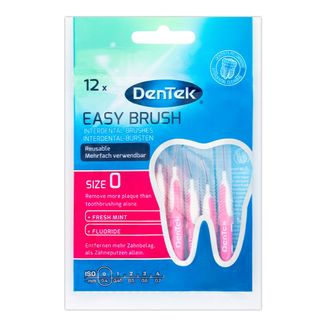 DenTek Easy Brush, szczoteczki interdentalne, rozmiar 0, 0,4 mm, 12 sztuk - zdjęcie produktu