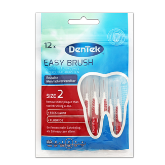 DenTek Easy Brush, szczoteczki interdentalne, rozmiar 2, 0,5 mm, 12 sztuk - zdjęcie produktu