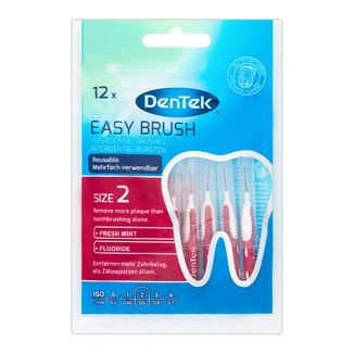 DenTek Easy Brush, szczoteczki interdentalne, rozmiar 2, 0,5 mm, 12 sztuk - zdjęcie produktu