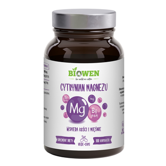 Biowen Cytrynian Magnezu + Witamina B6, 100 kapsułek - zdjęcie produktu