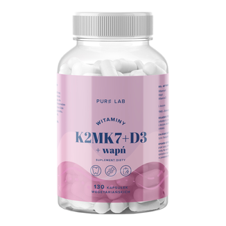 Pure Lab Witaminy K2MK7 + D3 + Wapń, 130 kapsułek wegetariańskich - zdjęcie produktu