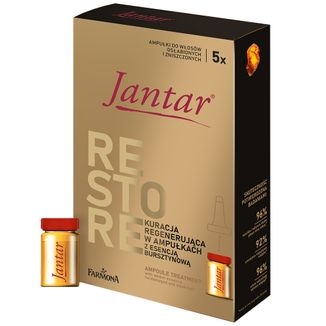 Farmona Jantar, kuracja regenerująca z esencją z bursztynu, włosy bardzo zniszczone i osłabione, 5 ml x 5 ampułek USZKODZONE OPAKOWANIE - zdjęcie produktu