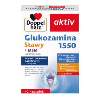 Doppelherz aktiv Glukozamina 1550 Stawy + MSM, 40 kapsułek - zdjęcie produktu