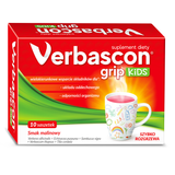 Verbascon Grip Kids, proszek do rozpuszczania, smak malinowy, 10 saszetek USZKODZONE OPAKOWANIE - miniaturka zdjęcia produktu