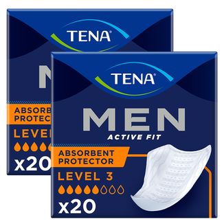 Zestaw Tena Men Active Fit, wkładki anatomiczne dla mężczyzn, Level 3, 2 x 20 sztuk - zdjęcie produktu