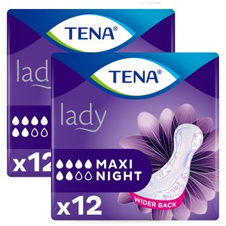 Zestaw Tena Lady, podpaski specjalistyczne, Maxi Night, 2 x 12 sztuk - zdjęcie produktu