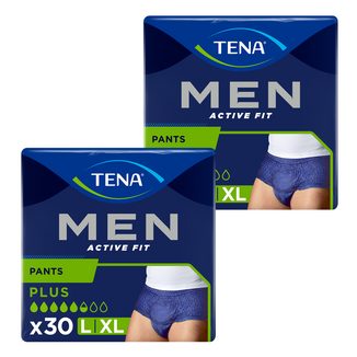 Zestaw Tena Men Active Fit Pants, majtki chłonne, rozmiar L/XL, 95-130 cm, Plus, 2 x 30 sztuk - zdjęcie produktu