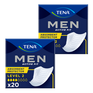 Zestaw Tena Men Active Fit, wkładki anatomiczne dla mężczyzn, Level 2, 2 x 20 sztuk - zdjęcie produktu