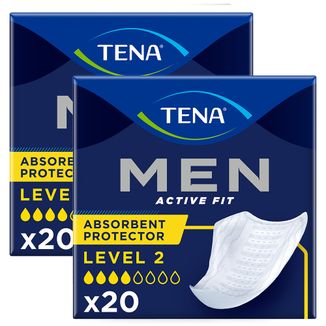 Zestaw Tena Men Active Fit, wkładki anatomiczne dla mężczyzn, Level 2, 2 x 20 sztuk Zestaw Tena Men Active Fit, wkładki anatomiczne dla mężczyzn, Level 2, 2 x 20 sztuk - zdjęcie produktu