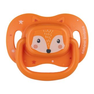 Canpol Babies, smoczek uspokajający, silikonowy, symetryczny, Cute Animals, pomarańczowy, 34/924, 0-6 miesięcy, 1 sztuka - zdjęcie produktu
