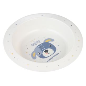 Canpol Babies, miska plastikowa dla dzieci, Cute Animals, niebieski piesek, od 4 miesiąca, 270 ml - zdjęcie produktu
