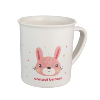 Canpol Babies, kubek plastikowy z uchem, Cute Animals, różowy królik, od 12 miesiąca, 170 ml - zdjęcie produktu