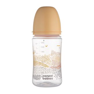 Canpol Babies EasyStart, butelka antykolkowa, szerokootworowa, Mountains, beżowa, 35/243, od 3 miesiąca, 240 ml - zdjęcie produktu