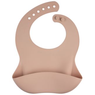 Canpol Babies, śliniak silikonowy z kieszonką, beżowy, od 6 miesiąca, 1 sztuka - zdjęcie produktu