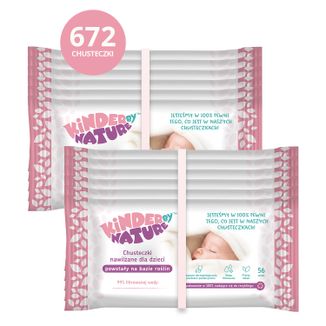Kinder by Nature, chusteczki nawilżane dla niemowląt i dzieci, 12 x 56 sztuk USZKODZONE OPAKOWANIE - zdjęcie produktu