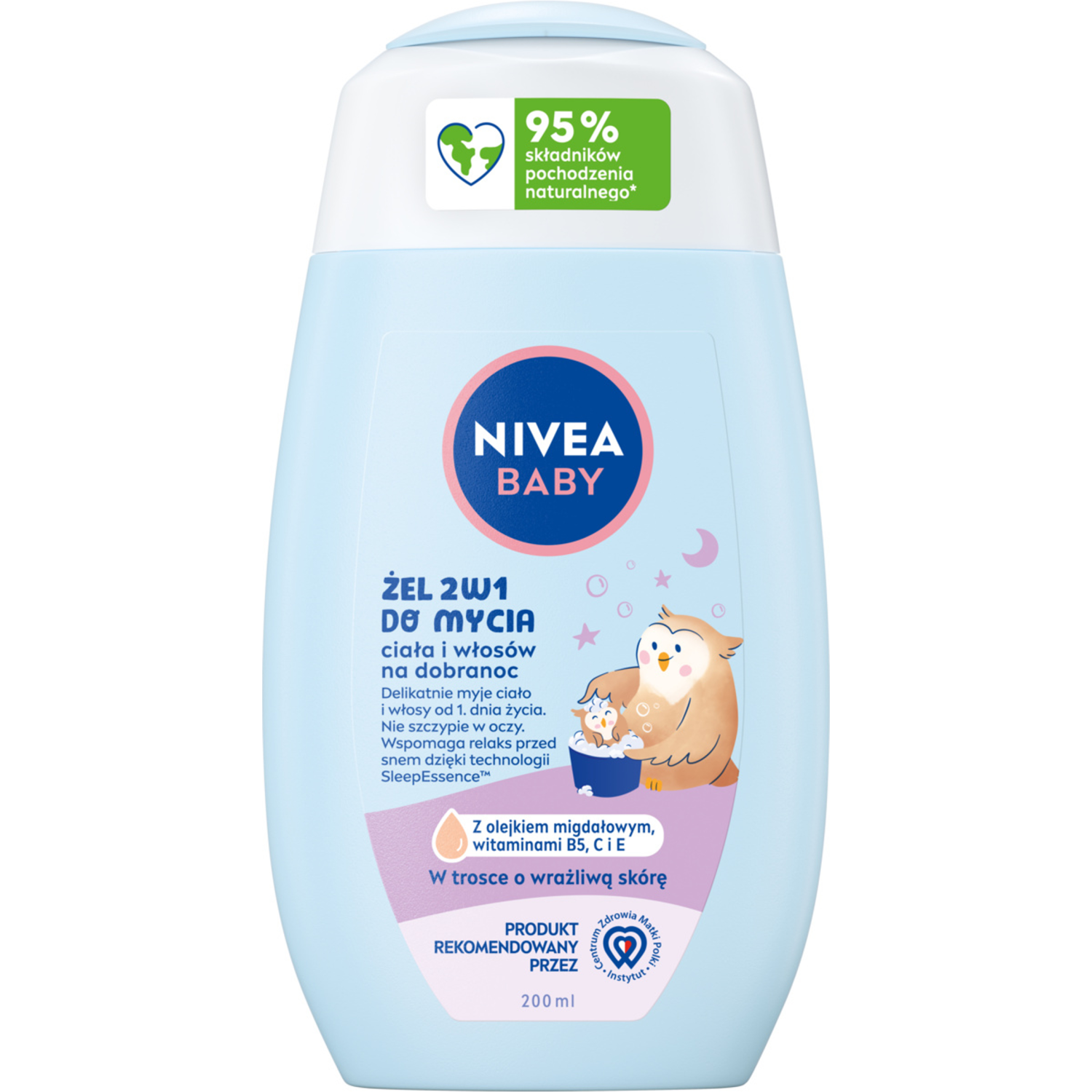 Nivea Nivea Baby, żel 2w1 do mycia ciała i włosów na dobranoc, od 1 dnia życia, 200 ml — Inhaltsstoffe und Bewertung
