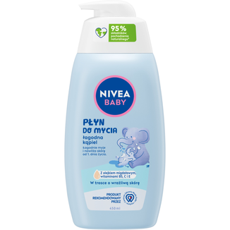 Nivea Baby, płyn do mycia, łagodna kąpiel, od 1 dnia życia, 450 ml - zdjęcie produktu