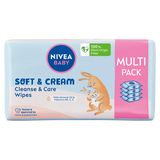 Nivea Baby Soft&Cream, chusteczki nawilżane, biodegradowalne, 4 x 57 sztuk - miniaturka zdjęcia produktu