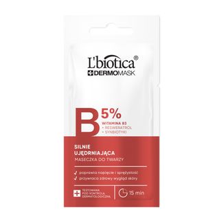 L'Biotica Dermomask, silnie ujędrniająca maseczka do twarzy z witaminą B3, 8 ml - zdjęcie produktu