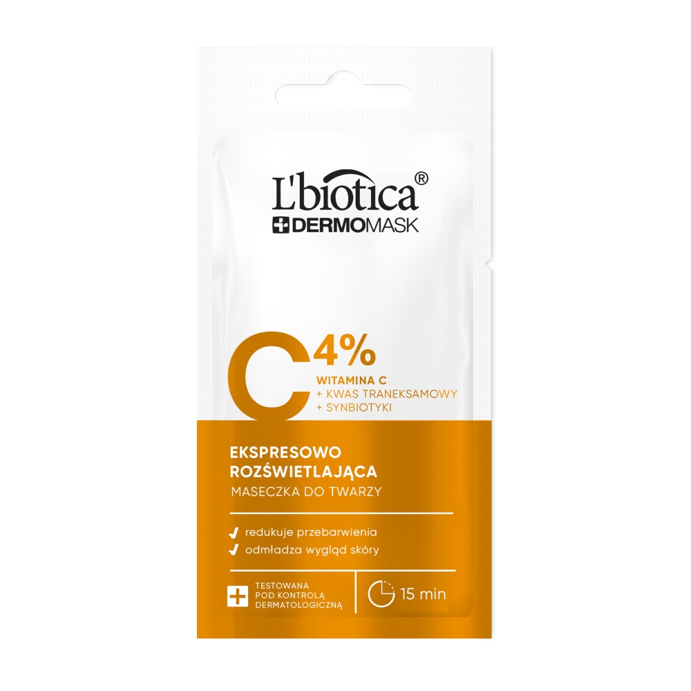 Dermomask L'Biotica Dermomask, ekspresowo rozświetlająca maseczka do twarzy z witaminą C, 8 ml — Inhaltsstoffe und Bewertung