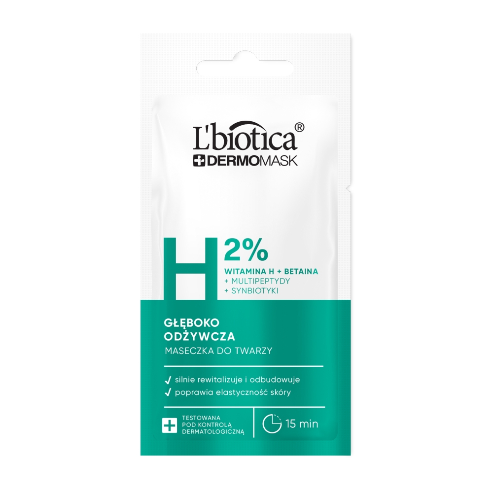 Dermomask L'Biotica Dermomask, tief pflegend Maske für das Gesicht mit Vitamin H, 8 ml — Inhaltsstoffe und Bewertung