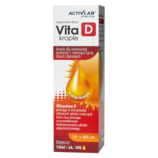 ActivLab Pharma Vita D, krople, dla dzieci powyżej 1 miesiąca i dorosłych, 10 ml - zdjęcie produktu